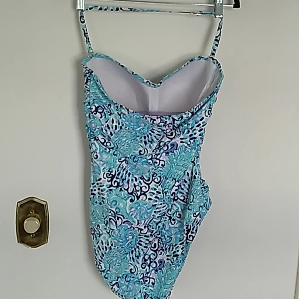 Lilly Pulitzer Aqua Blue & Navy One-Piece Swimsuit - Picture 3 of 5